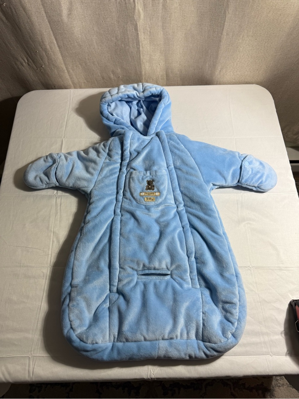 Carter's Snowsuit Size 0-6 M Blue Hooded Seat Belt Access Quilted Warm Heavy
